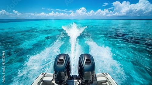 The Dynamic Force of Outboard Motors Fuels a High-Speed Journey on Clear Waters