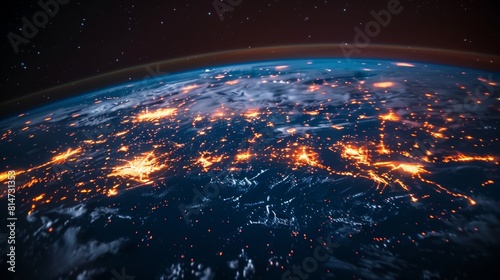Integrated satellite communications and space. Global satellite communications, space. Internet, 5G cellular data connections, blockchains, IoT, world finance or smart cities. Satellite