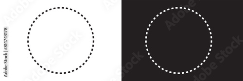 Circle scalloped frames. Scalloped edge rectangle and ellipse shapes. Simple label and sticker form. Flower silhouette lace frame. Vector illustration isolated on white and black background. EPS 10