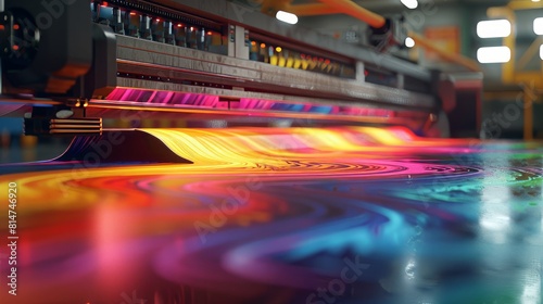 Precision in printing vibrant graphics on large format printer.