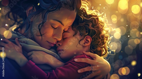 A Heartwarming Mother's Day Digital Artwork of a Mother and Child