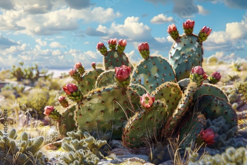 Landscape with cacti in the desert.