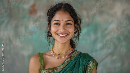 Young rural indian woman giving happy expression