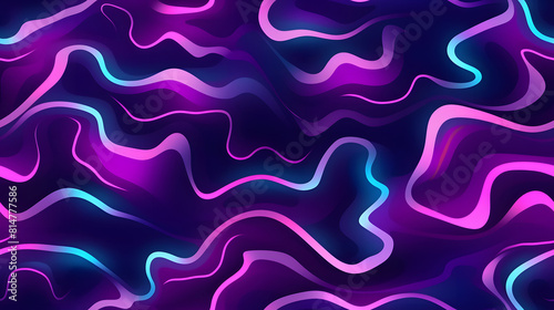 futuristic neon squiggle figures flyer purple hues design poster background