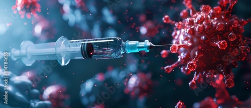 A dynamic 3D animation showcases a syringe delivering a powerful virus vaccine