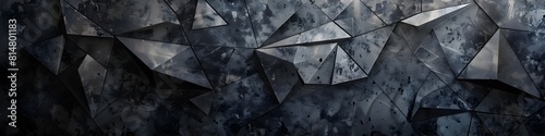 Black and gray grunge background with triangular shapes, perfect for dark backgrounds or graphic design projects 