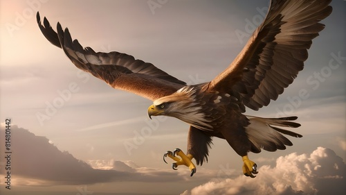 Hunter eagle flying, 3d render