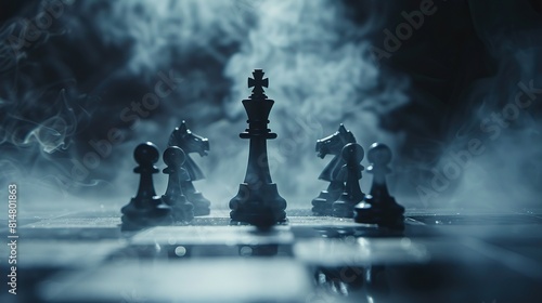 Chess Figures on a Dark Background