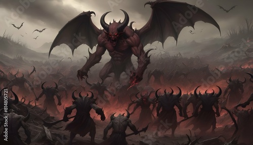 A demonic horde sweeping across the land leaving