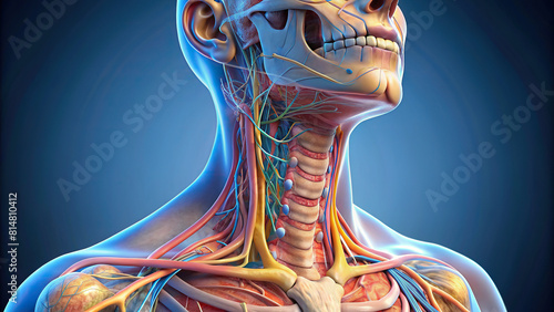 Detailed view of the pharynx's position in the upper respiratory and digestive tracts.