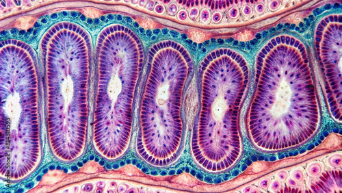 Cross-sectional view of small intestine's absorptive epithelium 