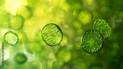 Microscopic view of algae cells used in biofuel production through photosynthesis