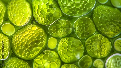 Photomicrograph of algae cells used in biofuel production through photosynthesis