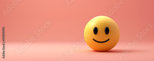 A minimalist 3D of a single yellow daring emoji on a solid rose background.