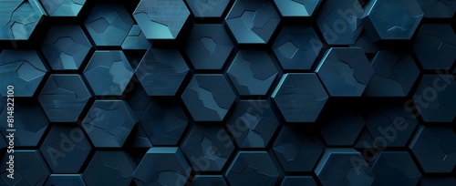 3d render of dark blue abstract background with hexagon pattern