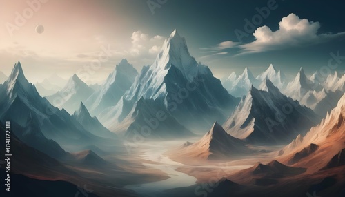 A mountain range depicted in a surreal dream