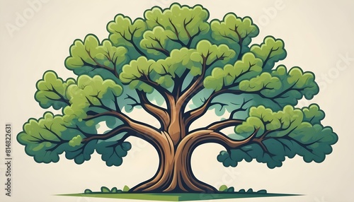 A stylized icon of an oak tree with sprawling bran upscaled_4