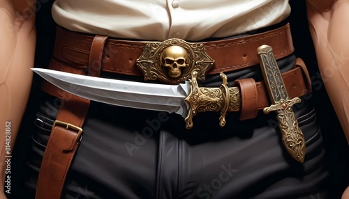 A dagger tucked into a belt a symbol of authority upscaled_3
