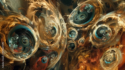 Swirling hourglasses symbolize passage of time