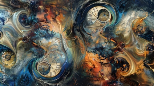 Hourglasses and ticking clocks represent passage of time