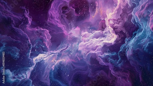 Hypnotic cosmic nebula with bursts of cyan