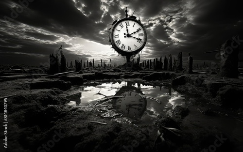 Time waits for no one Side view Emphasizes inevitability Digital tone Black and white