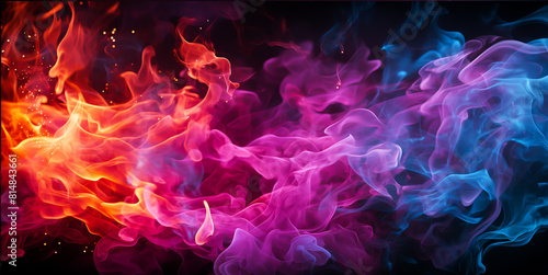 Purple flame texture. Blue. Abstract flame for banner background.