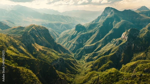 Aerial view of the Sierra Madre del Sur in Mexico, a rugged and diverse mountain range that stretches along the southern