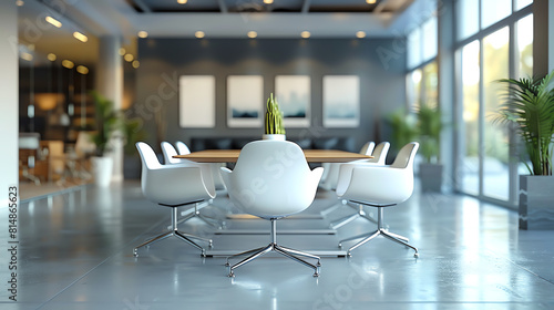 Create a photorealistic image of a modern office conference room