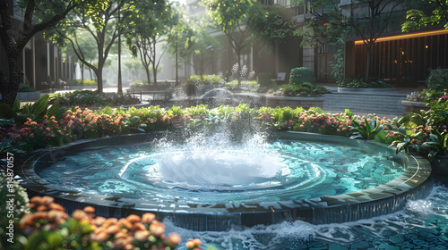 In the heart of the city, an urban thermal spring offers a unique relaxation spot amidst the bustling streets Photo realistic concept of Urban Thermal Springs