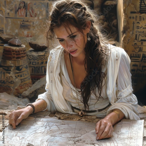 female archeologist examining the technology used by ancient civilizations