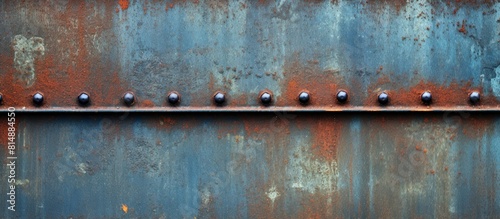 An aged steel beam firmly joined with traditional rivets providing a sturdy and nostalgic touch to the structure Copy space image