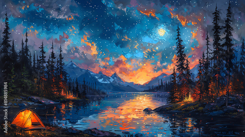 The sky was ablaze with stars, the moon a bright sentinel in the night sky