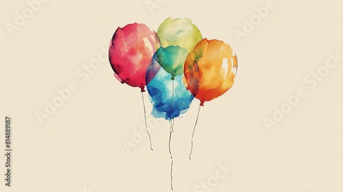 Animalshaped balloon flat design, top view, balloon theme, water color, Complementary Color Scheme