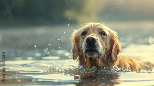 golden retriever in water