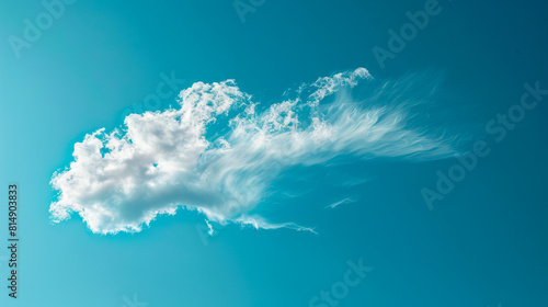 A cloud in the sky with a blue background.