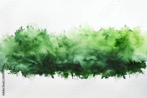Digital artwork of green watercolor stain on white background, high quality, high resolution