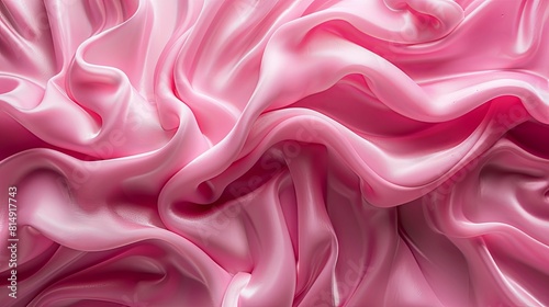 Pink silk fabric with waves.
