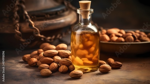 **A bottle of nourishing argan oil for hair and skin