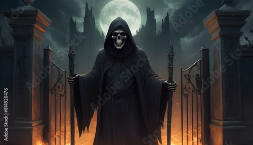The grim reaper standing at the gates of the under