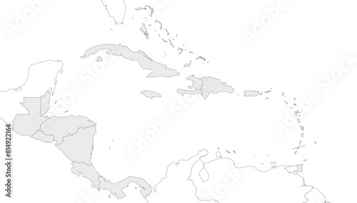 Blank Political Caribbean and Central America Map vector illustration isolated in white background. Editable and clearly labeled layers.