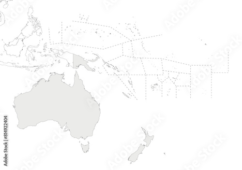 Blank Political Oceania Map vector illustration isolated in white background. Editable and clearly labeled layers.