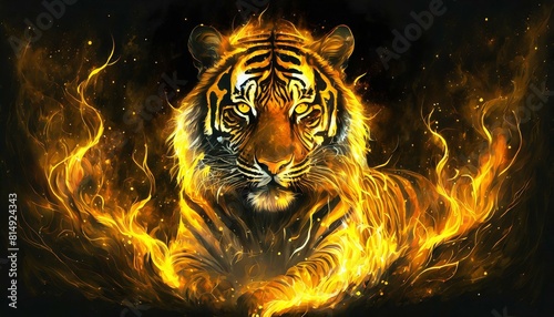 golden tiger in the dark
