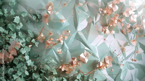 Tendrils of ivy and jasmine rose gold backdrop