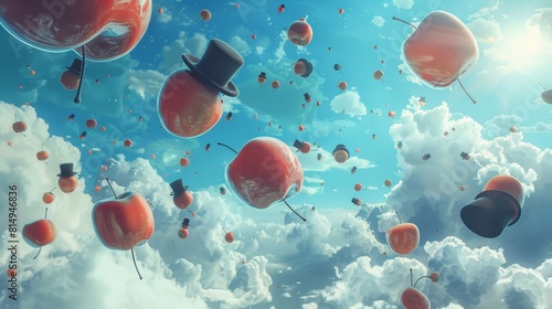Dreamscape's floating apples and bowler hats backdrop