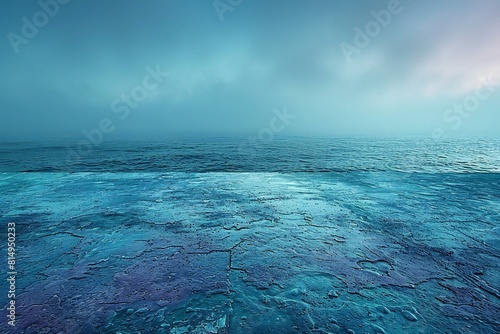 Fantasy seascape with frozen sea and sky, rendering