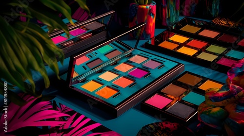 **A collection of makeup palettes with vibrant neon shades
