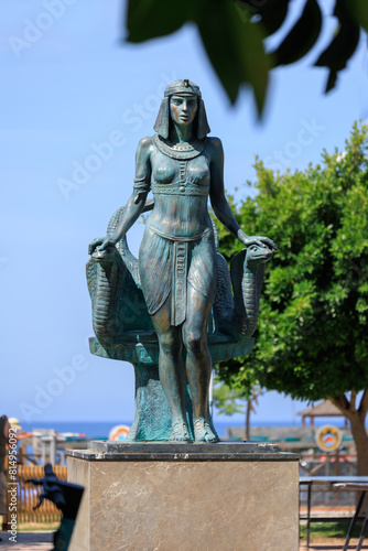 On the streets in Alanya in public places. Bronze sculptures and statues, decoration of urban architecture.