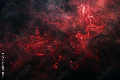 Digital image of black background full of red smoke, high quality, high resolution