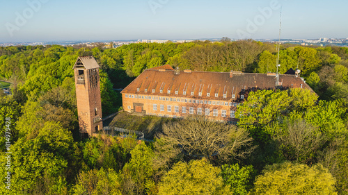 Biskupia Górka in Gdańsk seen from a drone. Spring morning.